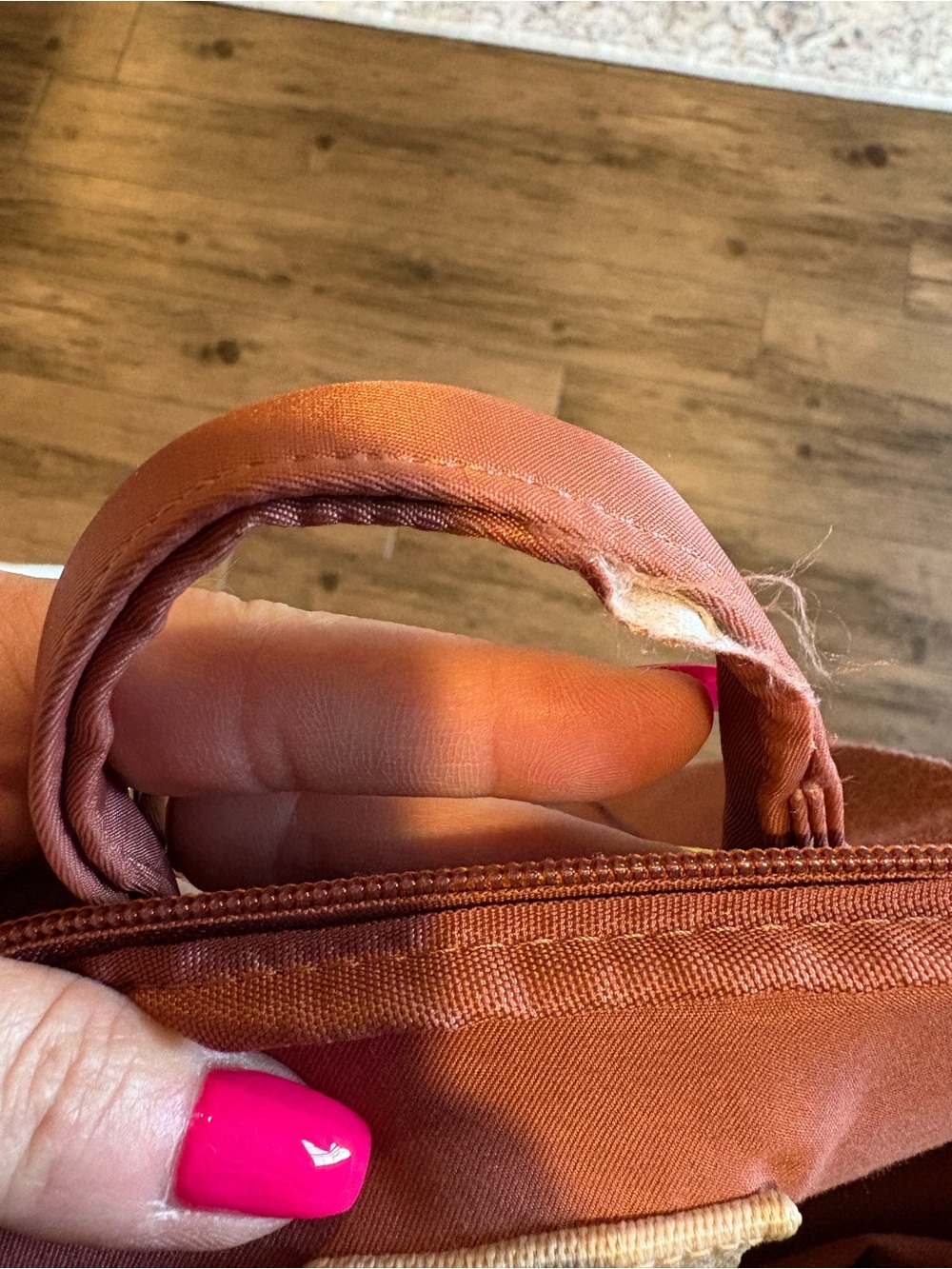 Haute Hippie Rust Nylon Crossbody Backpack with Tan Strap - Picture 5 of 16